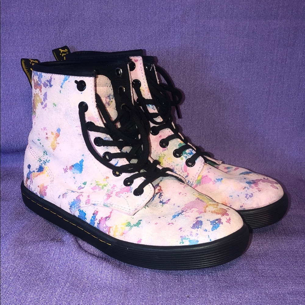 Slightly Used Dr Martens Sheridan Pink Rainbow Burst Women’s Boots Size 7